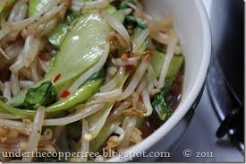 Under The Copper Tree Dinner Bok Choy Sprouts Stir Fry Bean Sprout Recipes Vegetable Recipes Sprout Recipes
