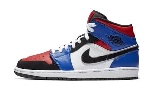 Jordan 1 Retro Mid Black Red White Pin On Sneakers