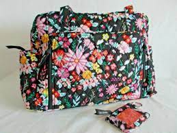 Vera Bradley Baby Diaper Bag Black Floral Tangerine Twist Retail For Sale Online Ebay