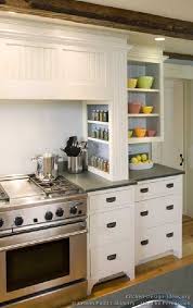 Open Shelves Glass Vessels For Spices And White Paneled Cabinets Kitchen Design White Kitchen Traditional Traditional White Kitchen Cabinets