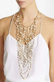 White Cometa Gold Dipped Bead And Freshwater Pearl Necklace Rosantica Statement Jewelry Necklace Necklace Freshwater Pearl Necklaces