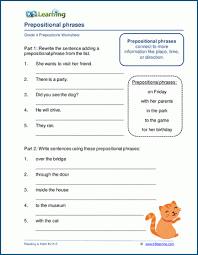 Here are tips on how to study for any testing situation you're facing. Prepositional Phrases Worksheets K5 Learning