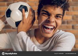 Close Portrait Football Player Holding His Soccer Ball Both Hands — Stock  Photo © Dmyrto_Z #624483948