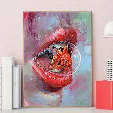 Check spelling or type a new query. Canvas Hd Prints Lips Pictures Goldfish Wall Artwork Aesthetic Painting Ahstract Home Decoration Modular Poster For Living Room Painting Calligraphy Aliexpress