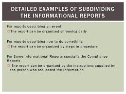 This is an outline of a formal report example from here anyone can get an idea about the structure of formal reports including all other information regarding the formal report. Informational Reports 1 To Educate The Reader 2