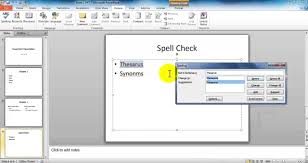 Ms Powerpoint Tutorial Spell Check Synonyms And Thesaurus Youtube