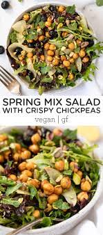 Easy Spring Mix Salad With Crispy Chickpeas Simply Quinoa Recipe Spring Mix Salad Recipes Spring Mix Salad Clean Eating Recipes