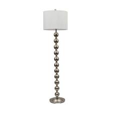 Decor Therapy Repeat Stacked Ball 59 In Brushed Steel Floor Lamp With Faux Silk Shade Pl1599 Products White Floor Lamp Floor Lamp Contemporary Lamp Shad