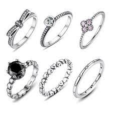 Wostu Simple Cute Crystal Ring Touchy Style Sterling Silver Rings Sterling Silver Jewelry Wedding Rings Engagement