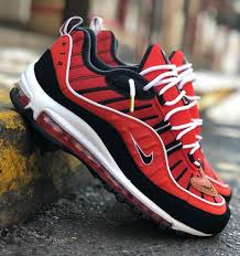 Nike Air Max 98 Habanero Red Black White Sz 8 13 160 00 Phone Orders Delivery Welcome 201 864 2606 S Nike Air Max Nike Red Sneakers Gold Nike Trainers