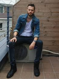 Black And Blue Denim Jacket Blue Denim Jacket White Singlet Blue Jeans Black Boots Hipster Mens Fashion Denim Jacket Men Mens Boots Fashion
