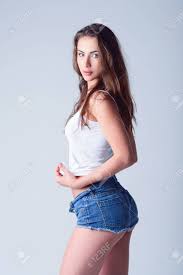 See little girls jeans stock video clips. Fashion Shot A Cute Young Girl In Denim Shorts And Shirt Stock Photo Picture And Royalty Free Image Image 50661754