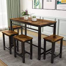 Large selection of colors and styles to choose from. Buy 5 Pcs Dining Table Set Modern Bar Table Set With 4 Chairs Home Kitchen Breakfast Table And Chairs Set Ideal For Pub Living Room Breakfast Nook Easy To Assemble Rustic Brown