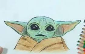 Draw a little u shape just below the bottom portion of his eyes. How To Draw Baby Yoda From Star Wars