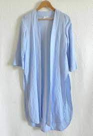 BP Open DusterCover-Up Linen Blend Light Blue 34 Sleeve Curved Hem Size  XS | eBay