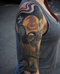 Nightmare Before Christmas Half Sleeve Close To Being All Done Thanks Sarah Cool Half Sleeve Tattoos Unique Half Sleeve Tattoos Sleeve Tattoos