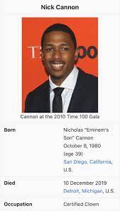 Nicholas scott cannon (born october 8, 1980) is an american actor, rapper, director, producer, television presenter, radio personality, and activist. No Eminem Did Not Murder Nick Cannon In Detroit City Slang