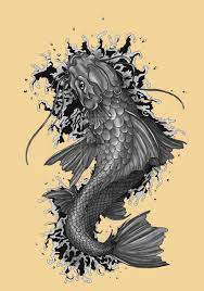 This tattoo may mean a fresh start or new beginning. Grey Dragon Fish Tattoo Design Idea Koi Fish Tattoo Coy Fish Tattoos Koi Dragon Tattoo