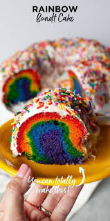 How To Make A Rainbow Bundt Cake Rainbow Cake Recipe Rainbow Food Rainbow Cake