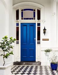 A Beautiful Blue Coloured Door Painted By Dulux Aquanamel A Water Based Acrylic Enamel Paint That Dri Blue Interior Doors House Paint Exterior Bold Front Door