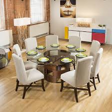 Glass and gold dining table. Large Round Glass Top Walnut Dining Table Set 8 Natural Walcot Chairs 1 949 00 Picclick Uk