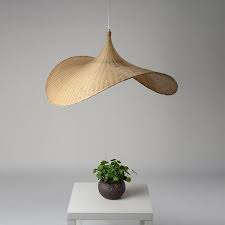 Hat Shape Bamboo And Wood Pendant Lamp Ceiling Lamp Hanging Lamp Lamp Set Bamboo And Wood Modern Lighting Lighting Home Wood Pendant Lamps Ceiling Lamp Bamboo Lamp