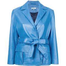Ganni Slim Belted Blazer 53 070 Rub Liked On Polyvore Featuring Outerwear Jackets Colorful Leather Jacket Leather Jackets Women Designer Leather Jackets