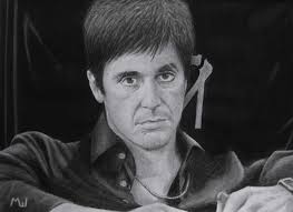 Black And White Scarface Sketch Pencil Drawing Of Al Pacino As Tony Montana In Scarface Pencil Drawing Scarface Tonymontana Alpacino Pencil Drawings Scarface Movie Drawings