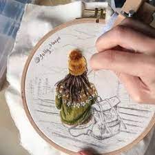 My favorite method of embroidering hair. 97 Hair Embroidery Ideas In 2021 Embroidery Hand Embroidery Embroidery Art