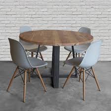 round kitchen table or cafe table in reclaimed wood and steel etsy in 2021 round wood table round dining table dining table