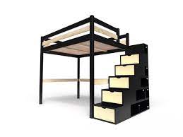 Lit mezzanine goliath avec bureau sofa et rangements 90x200cm pin massif blanchi. Lit Mezzanine Sylvia Avec Escalier Cube Bois 120x200 Noir Vernis Naturel Cube120 Nv Vente De Abc Meubles Conforama