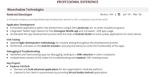 android developer resume complete 2020