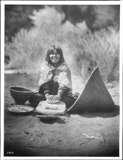 File:Havasupai Indian woman grinding corn into meal, ca.1900 (CHS-3384).jpg - Wikimedia Commons
