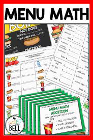 Addition Worksheets And Task Cards Menu Math Math Worksheets Math Money Worksheets