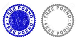 Grunge FREE PORNO Stempel Afdichtingen Geïsoleerd Op Een Witte Achtergrond.  Rosette Afdichtingen Met Stress Textuur In Blauwe En Grijze Kleuren. Vector  Rubber Stempel Afdruk Van GRATIS PORNO Label Binnen Ronde Rozet. Royalty