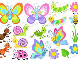 Cute Bugs Clipart And Digital Paper Set Digital Download Etsy Clip Art Kids Doodles Digital Sticker