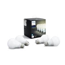 Philips Hue White A19 Led 60w Equivalent Dimmable Smart Wireless Bulb 4 Pack Phillips Hue Works With Alexa