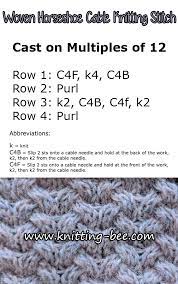 C4b/c4f = cable four back/front. Woven Horseshoe Cable Free Knitting Stitch Knitting Bee