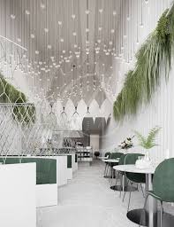 Regal Lounge Cafe Design Inspired By The Swan S Purity And Elegance The Cisne Lounge Cafe Features Da Cafe Interior Design Cafe Design Cafe Design Inspiration
