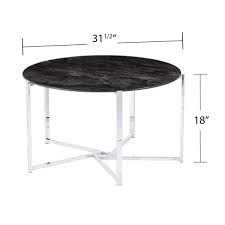 Round such as finding coffee tables by brands like three posts or homestead living online shopping for coffee tables from a great selection at home kitchen store. Southern Enterprises Rhanna 32 In Chrome Black Faux Marble Glass Medium Round Stone Coffee Table With Low Profile Hd433561 The Home Depot
