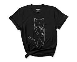 cat shirt the stand up cat with scarf shirt funny shirts etsy in 2020 cat shirts shirts scarf shirt