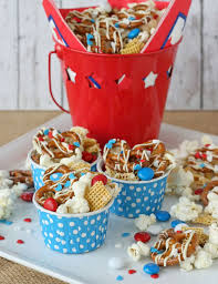 15 Red White And Blue Snacks And Drinks To Serve On Election Day Snack Mix 4th Of July Party 4th Of July