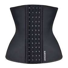 Burvogue Waist Trainer For Weight Loss Women Trimmer Slimmer Belt Latex Corset Cincher Body Shaper Black 9 Steel Bones M Waist 29 5