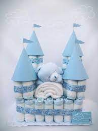 Baby Boy Castle Diaper Cake Very Easy To Make Yourself Diaper Gifts Baby Boy Decorations Baby Diaper Cake