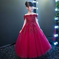 Western Style Flower Girl Dresses Off Shoulder Pink Wedding Gown Kid Formal Party Dress For 12 Years Old In 2020 Red Dresses For Kids Little Girl Princess Dresses Girls Ball Gown