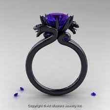Modern Dragon 14k Black Gold 3 0 Ct Tanzanite Designer Engagement Ring R601 14kbgta Dragon Ring Engagement Art Masters Jewelry Sapphire Engagement Ring Blue