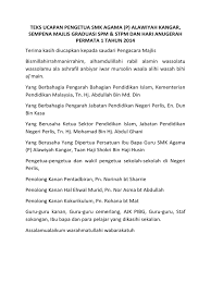 27 oktober 2017 hari : Teks Ucapan Pengetua Smk Agama