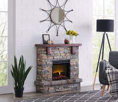 Heats up to approx 400 sq. Bold Flame 40 Inch Faux Stone Electric Fireplace In Brown Walmart Com Walmart Com