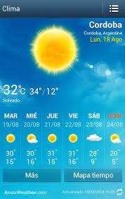 Temperaturas, lluvia, alertas y clima. Estado Actual Y Pronostico Del Tiempo Desde El Lunes 18 08 Al Domingo 24 08 Para La Ciudad De Cordoba Y Alrededores Pronosti Weather Paris Weather Map Cascais