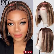 Ombre Highlight 13x1 T Teil Spitze Menschliches Haar Perücken Kurze Bob Ohr  Zu Ohr Brasilianische Remy Haar Spitze frontal Gerade Perücken Schwarze  Frauen